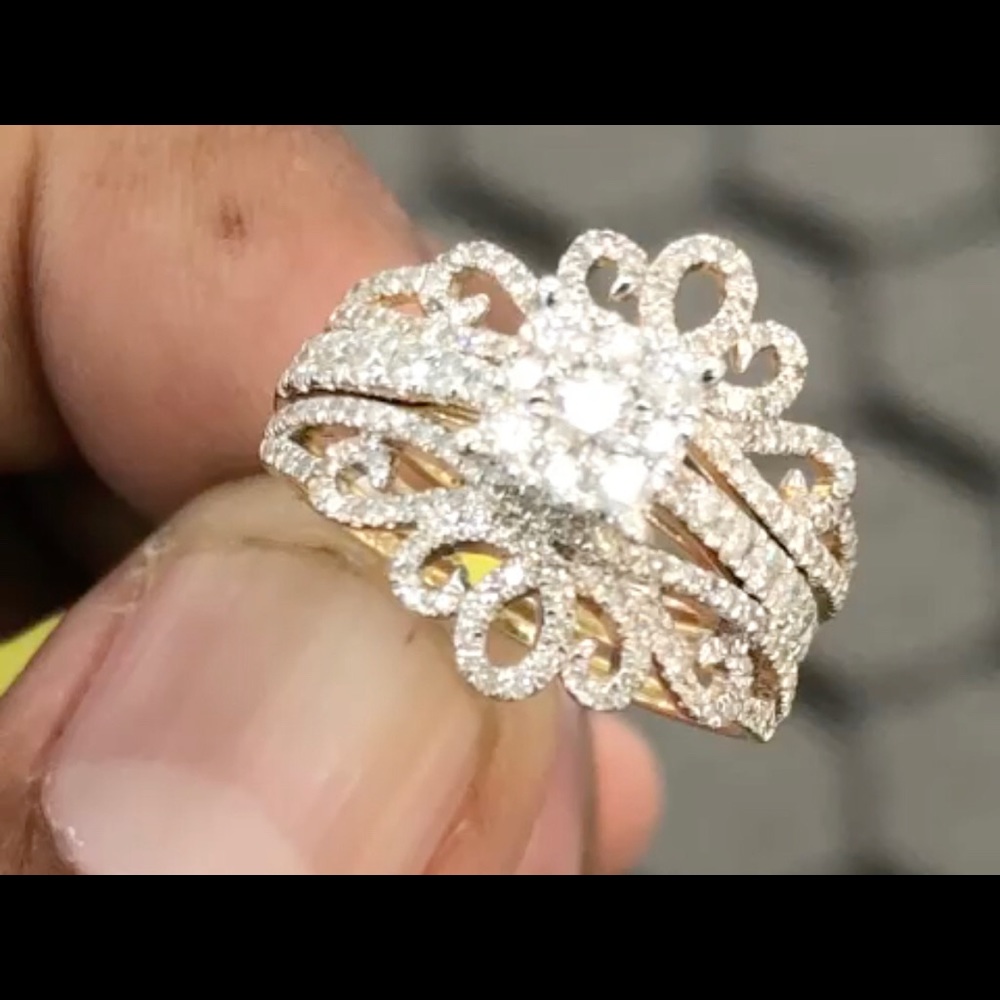 Real Diamond Custom Ring 10k solid gold Bridal Set - Picture 6 of 6